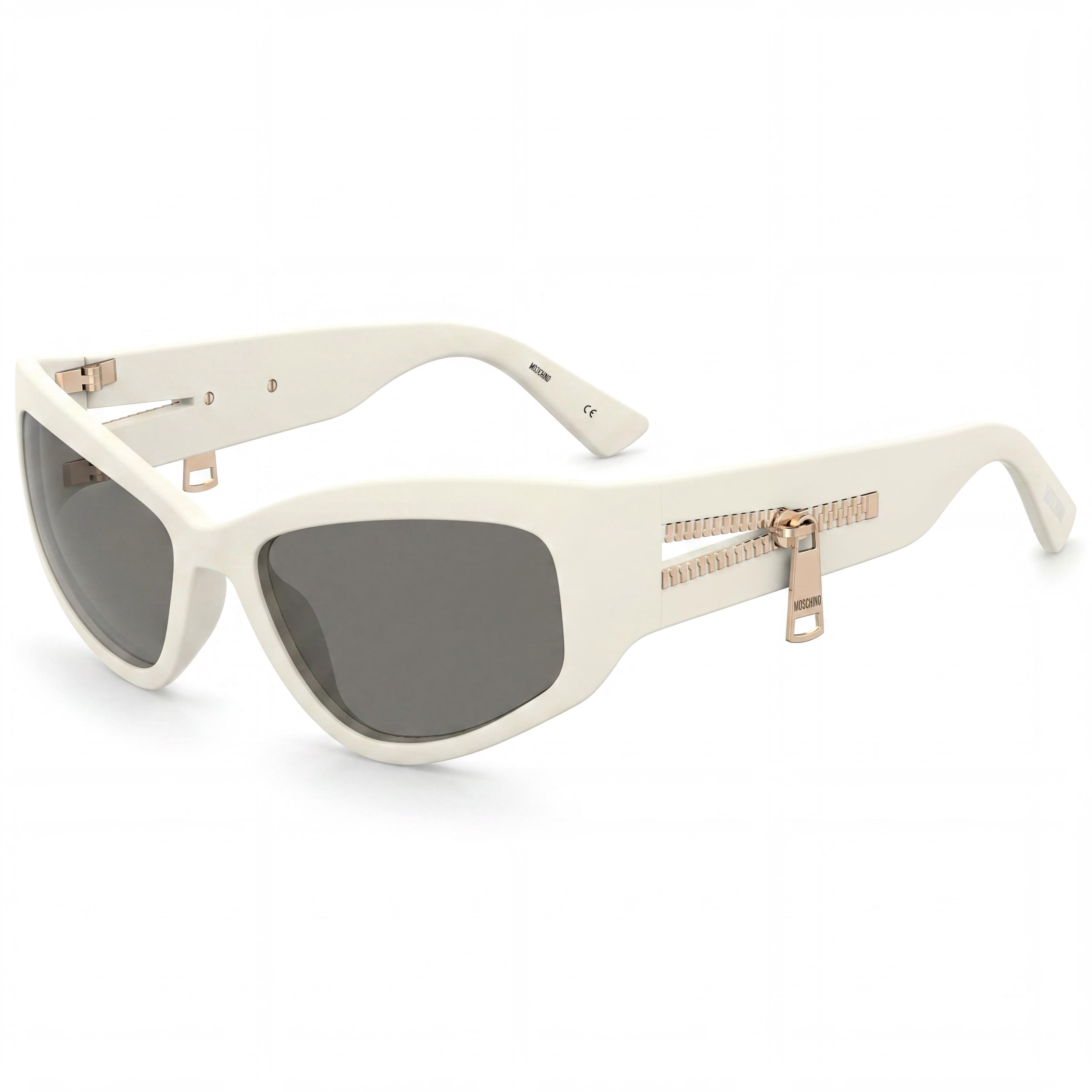 Moschino Casual Women's Ivory Polyamide Frame Grey Non-Polarized Sunglasses, Size 59-18-130, Photo 1