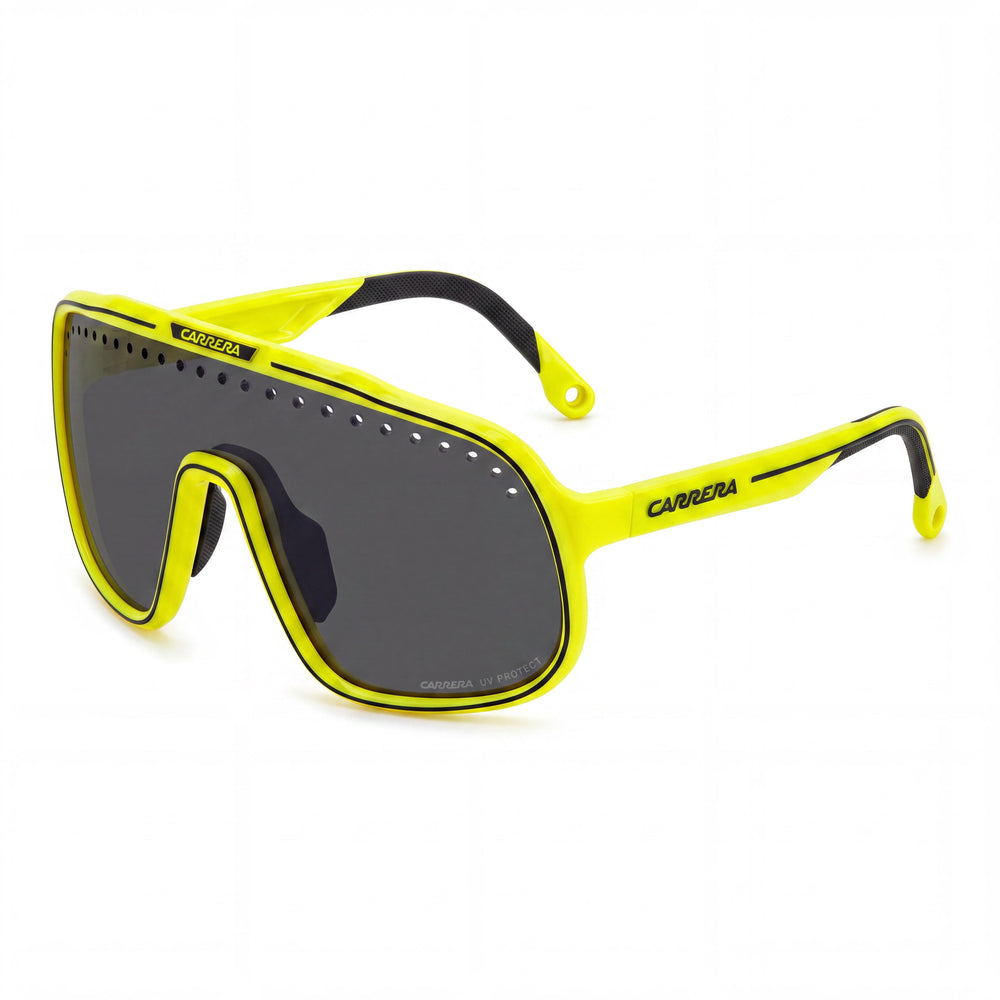 Gafas de sol Carrera C Sport 02/S Mask unisex plegables ligeras con montura de plástico amarilla y negra de 99 mm