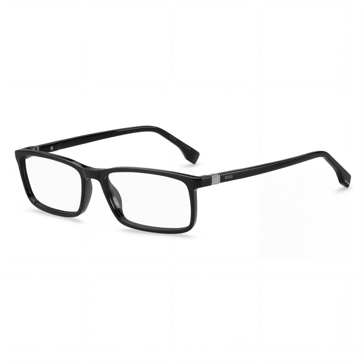 HUGO BOSS 1493 Gafas graduadas clásicas para hombre con montura de acetato negro y acabado de rutenio, bisagras flexibles de 360° y lentes de 55 mm, Photo 1