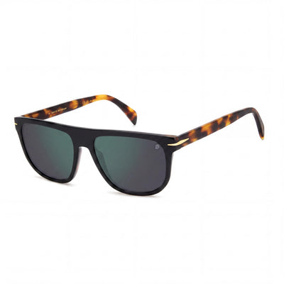 David Beckham DB 7111/S Men's Black Havana Acetate Non-Polarized Green Mirror Sunglasses 56mm
