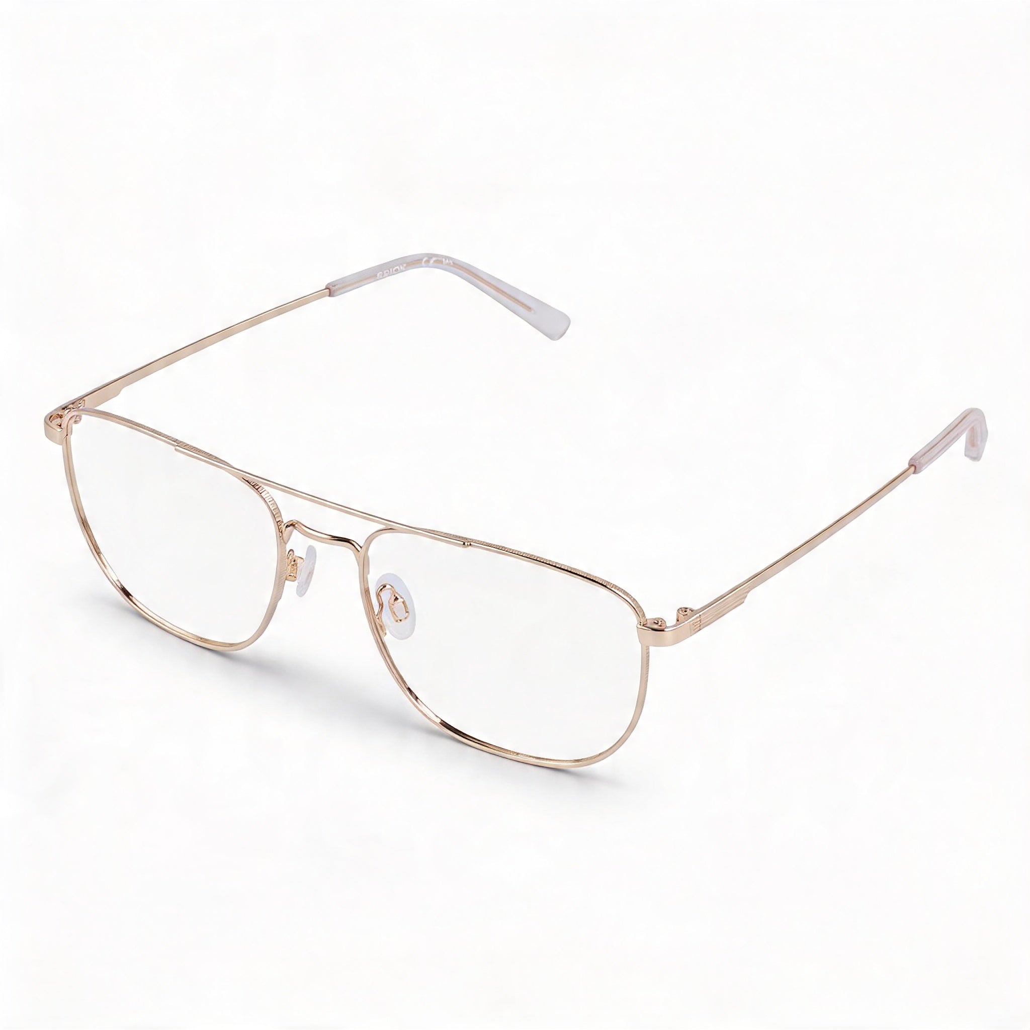 Gafas Flexon Casual para Hombre Doradas con Cristales de Plástico Transparente, Ancho del Cristal 52mm, Puente 17mm, Longitud de la Patilla 145mm, Photo 1