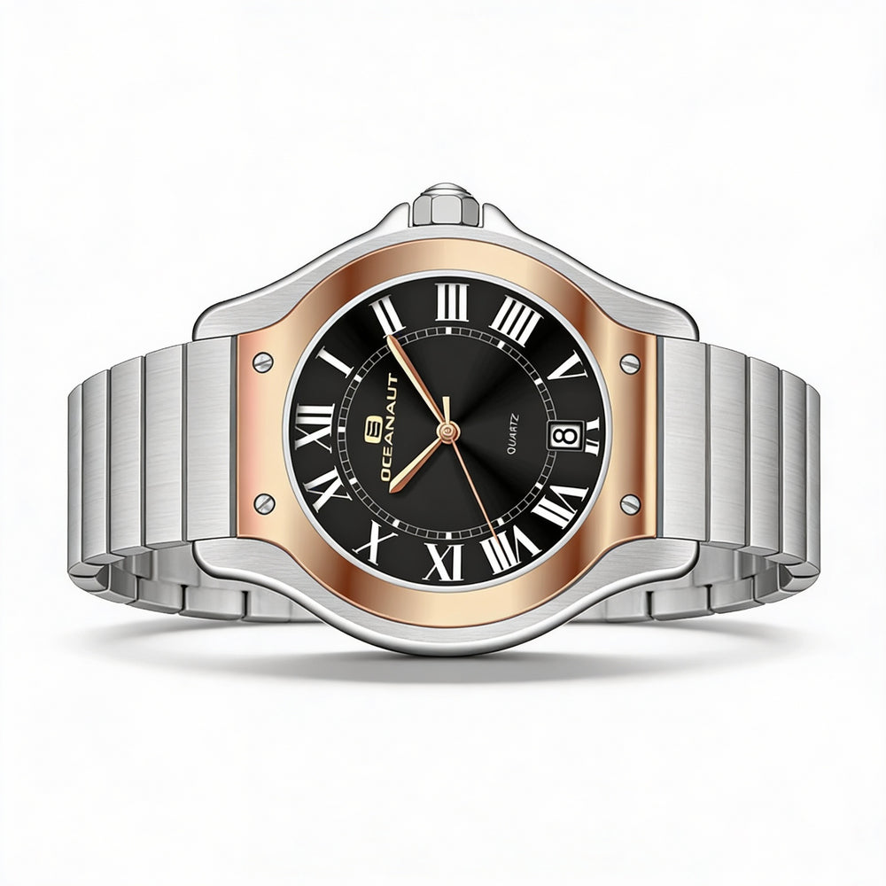 Oceanaut Quartz Movement Women's Black Stainless Steel Water-Resistant Watch with Scratch-Resistant Mineral Crystal