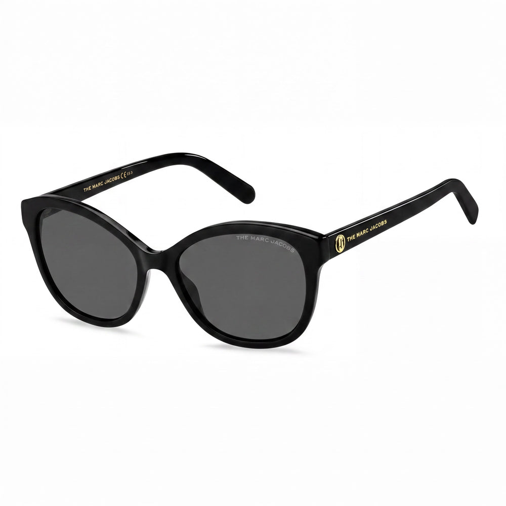 Marc Jacobs Marc 554/S Gafas de sol para mujer con armazón de acetato negro, lentes negras sin polarización y protección UV 55-17-145