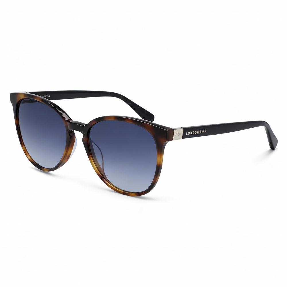 Gafas de sol Longchamp LO647S para mujer con montura de acero de aleación azul Habana y protección UV, 53 mm