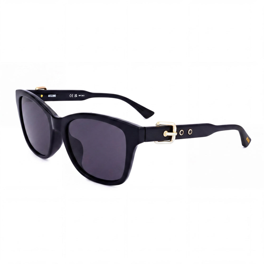 Gafas de sol Moschino Casual para mujer, montura de celulosa inyectada negra con protección UV y lente de 55 mm de ancho.