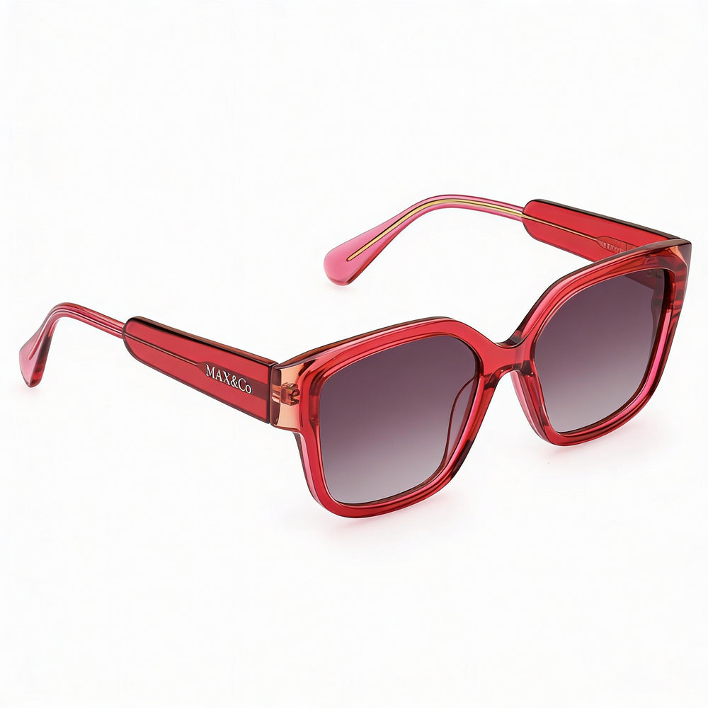 Gafas de sol Max & Co. Modern para mujer, montura de plástico rosa, lentes grises, sin polarizar, con protección UV, 55 mm
