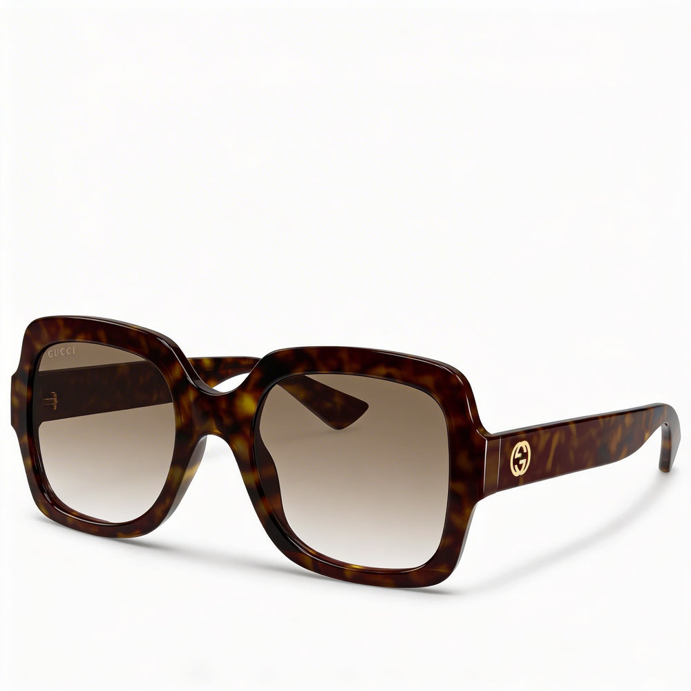 Gucci GG1337S Classic Women's Havana Gold Plastic Brown Gradient UV Protection Sunglasses 54mm