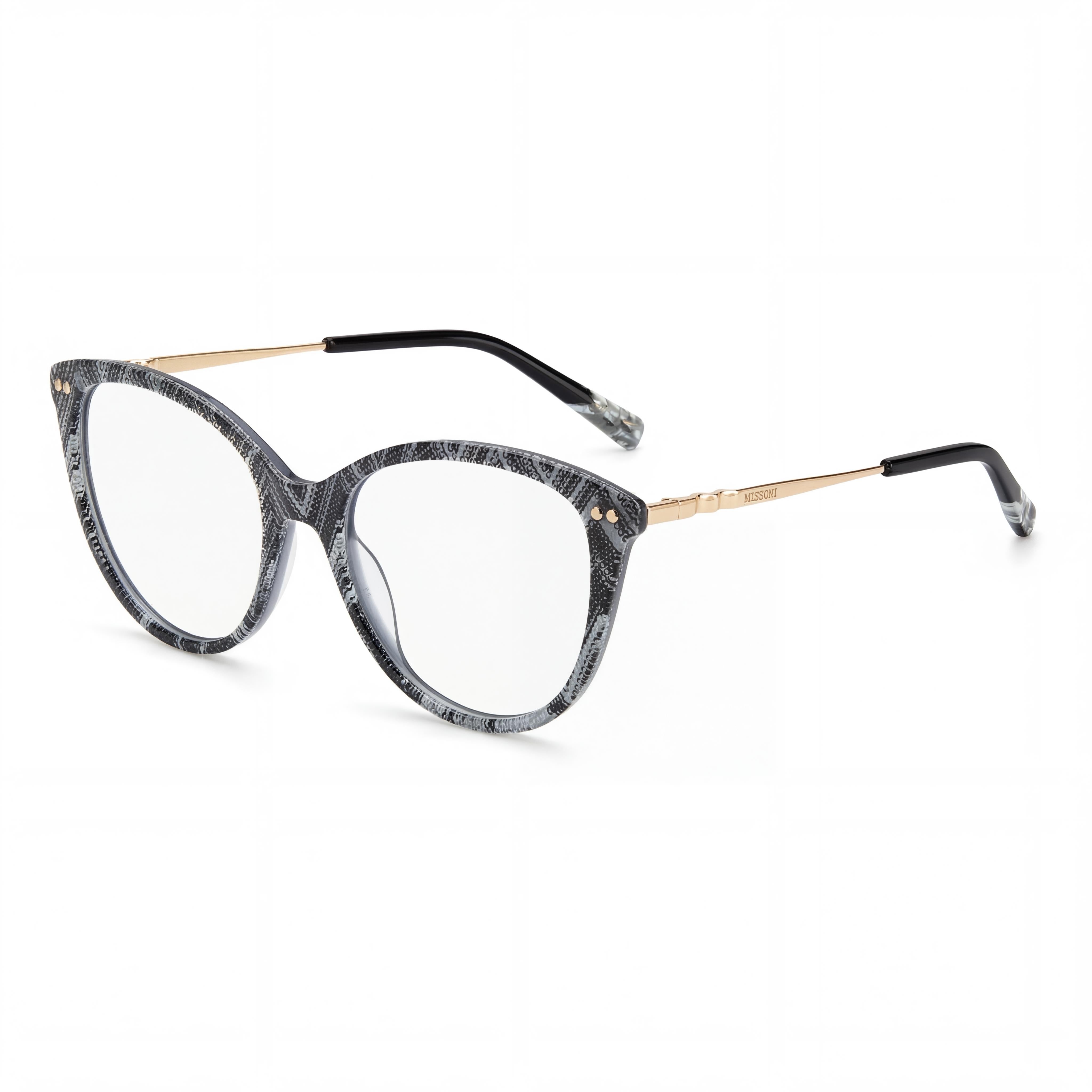 Missoni Mis 0109 Acetate Women's Optical Eyeglasses, White Black Pattern Frame, 54mm, Made in Italy, Photo 1