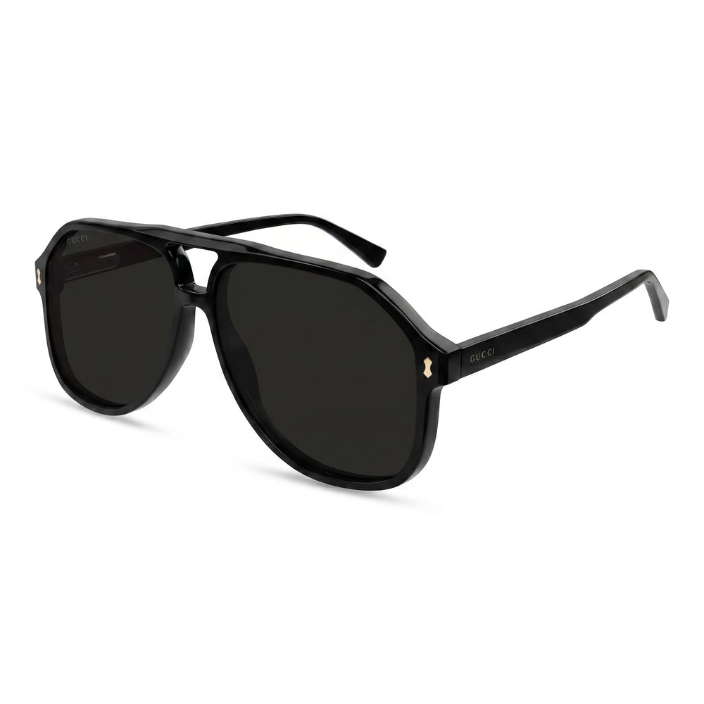Gafas de sol Gucci GG1042S para hombre, de acetato, color negro, con logotipo dorado y gris, sin polarizar, con protección UV, 60 mm