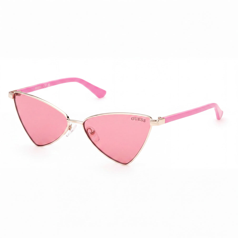 GUESS GU8286 Women's Sunglasses, Metal Gold Frame, Bordeaux Polycarbonate Non-Polarized Lenses, Size 55-13-135mm