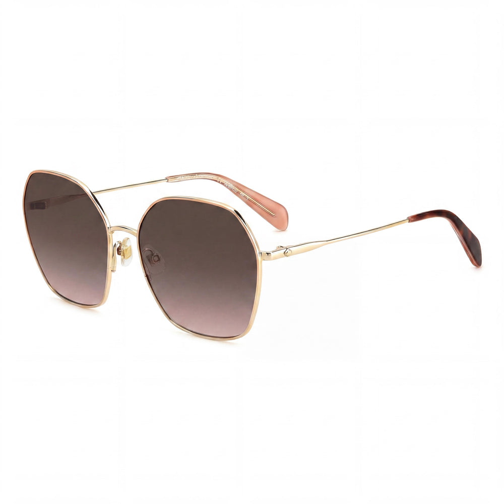 Gafas de sol informales de acero inoxidable para mujer kate spade new york, oro rosa, marrón degradado, no polarizadas, protección UV 400, 57 mm