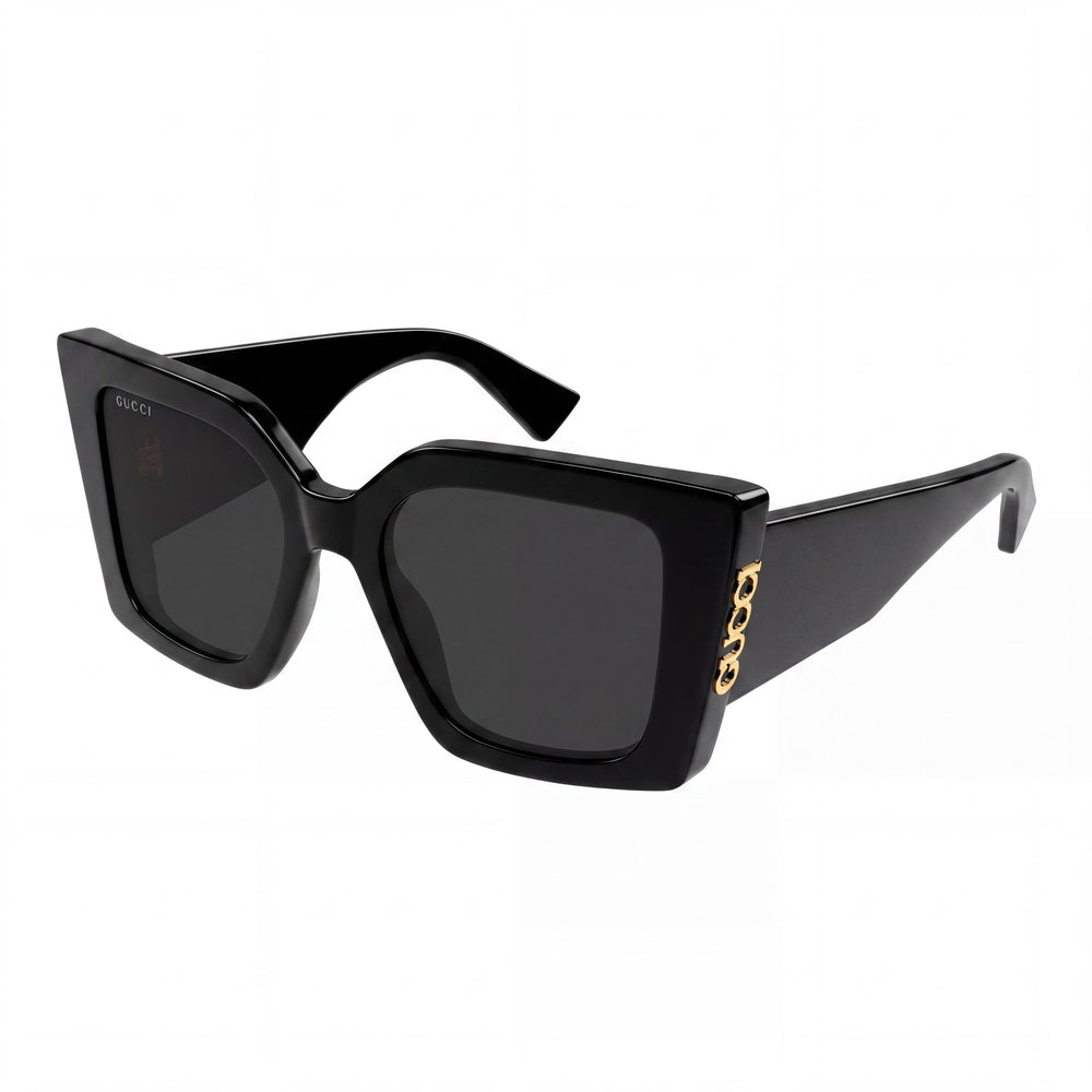 Gucci Classic Women's Oversized Square Black/Grey Acetate UV Protection Sunglasses 51-19-130
