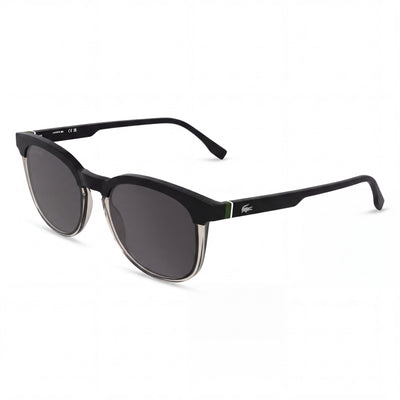 Lacoste L6073s Men's Plastic RXable Sunglasses, Black/Transparent Blush Frame, Solid Grey Lenses, UV 400, 52-19-145