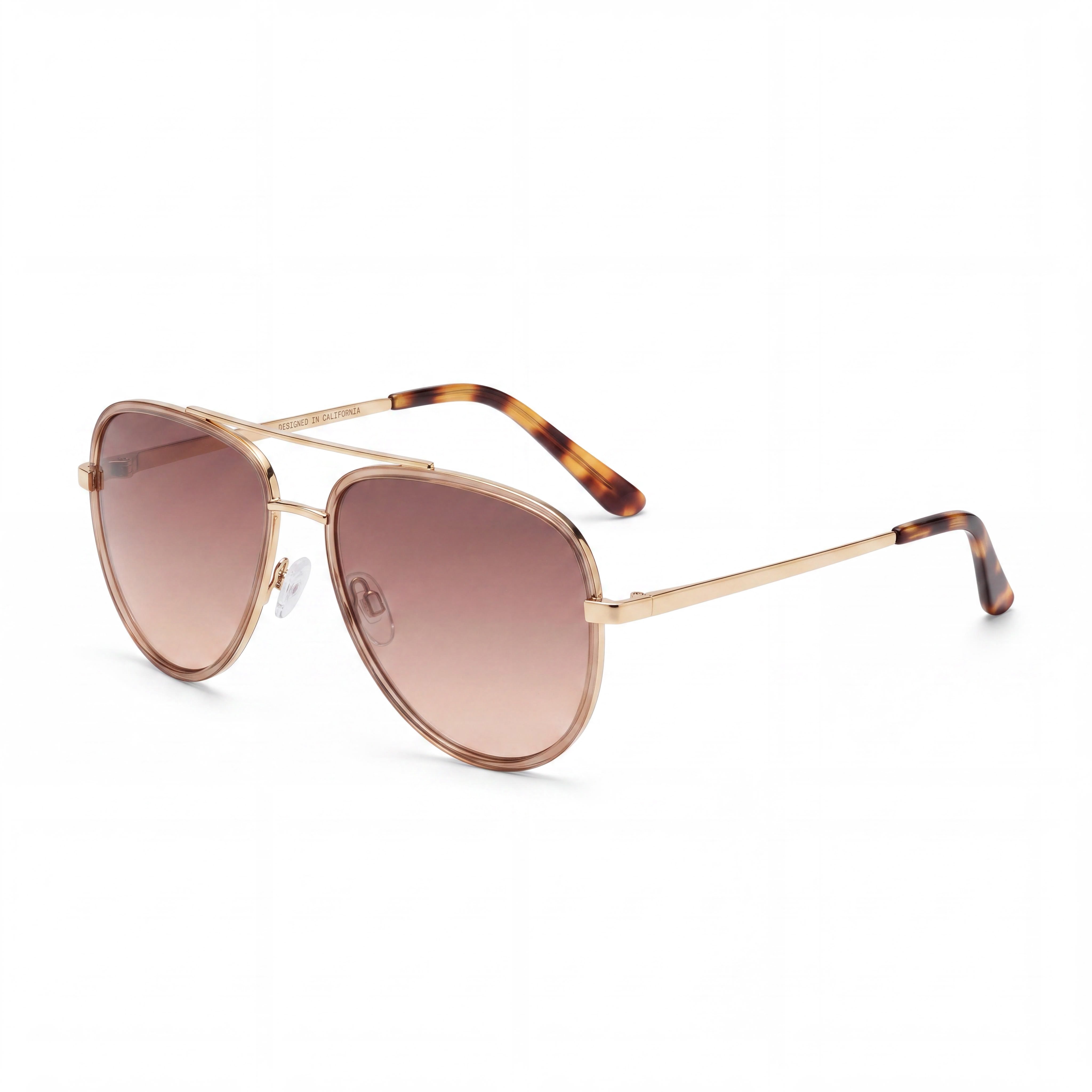 QUAY AUSTRALIA All in Medium Unisex Aviator Sunglasses, Doe Brown Fawn Combination Frame, Brown Fawn Lenses, UV Protection, 56mm, Photo 1