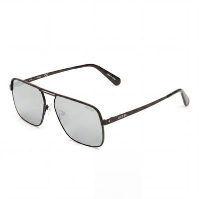 GUESS Men's Classic Metal UV Protected Sunglasses, Matte Black with Grey Gradient Lenses 58mm