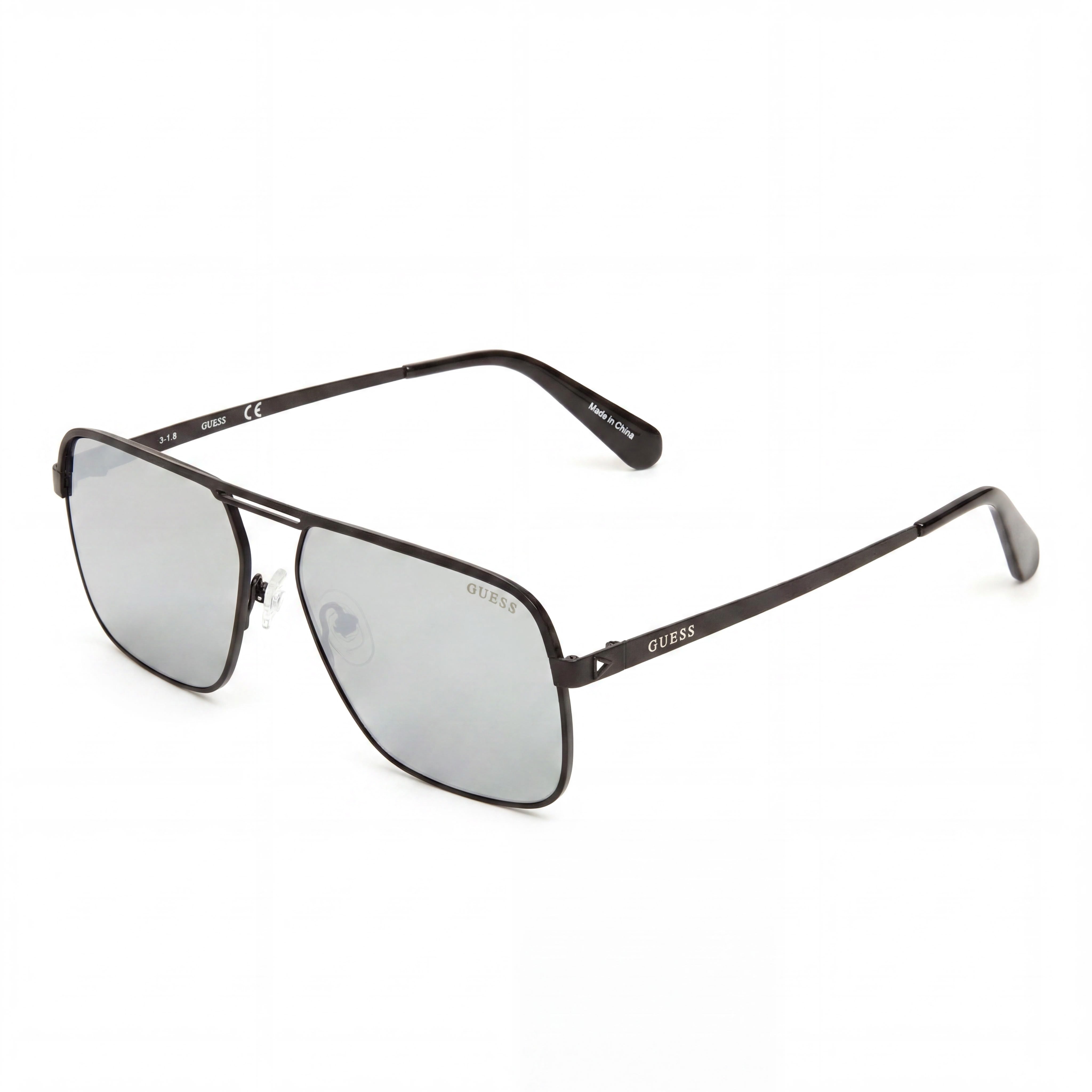 Gafas de sol GUESS clásicas de metal para hombre con protección UV, negro mate con lentes degradadas grises de 58 mm, Photo 1