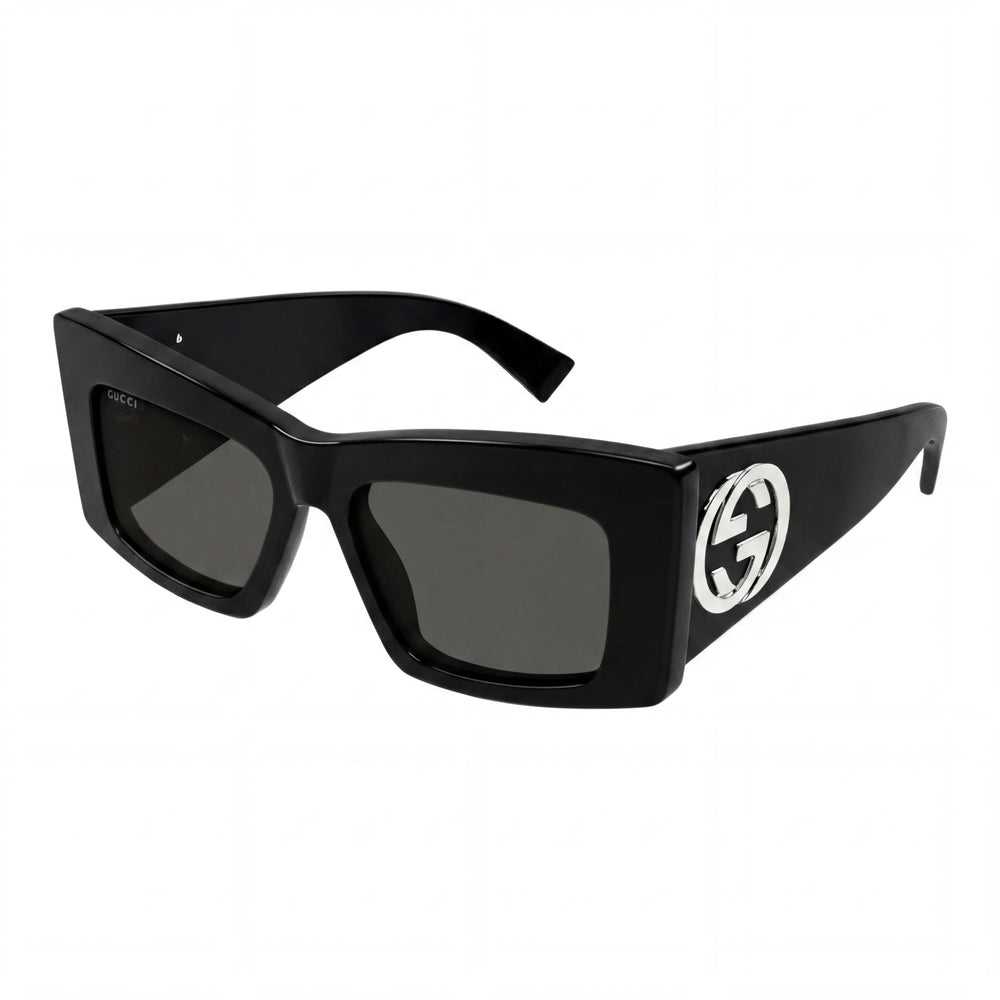 Gucci Classic Women's Black Acetate Frame Oversized Sunglasses with Multicolor Lenses, UV Protection, 53mm
