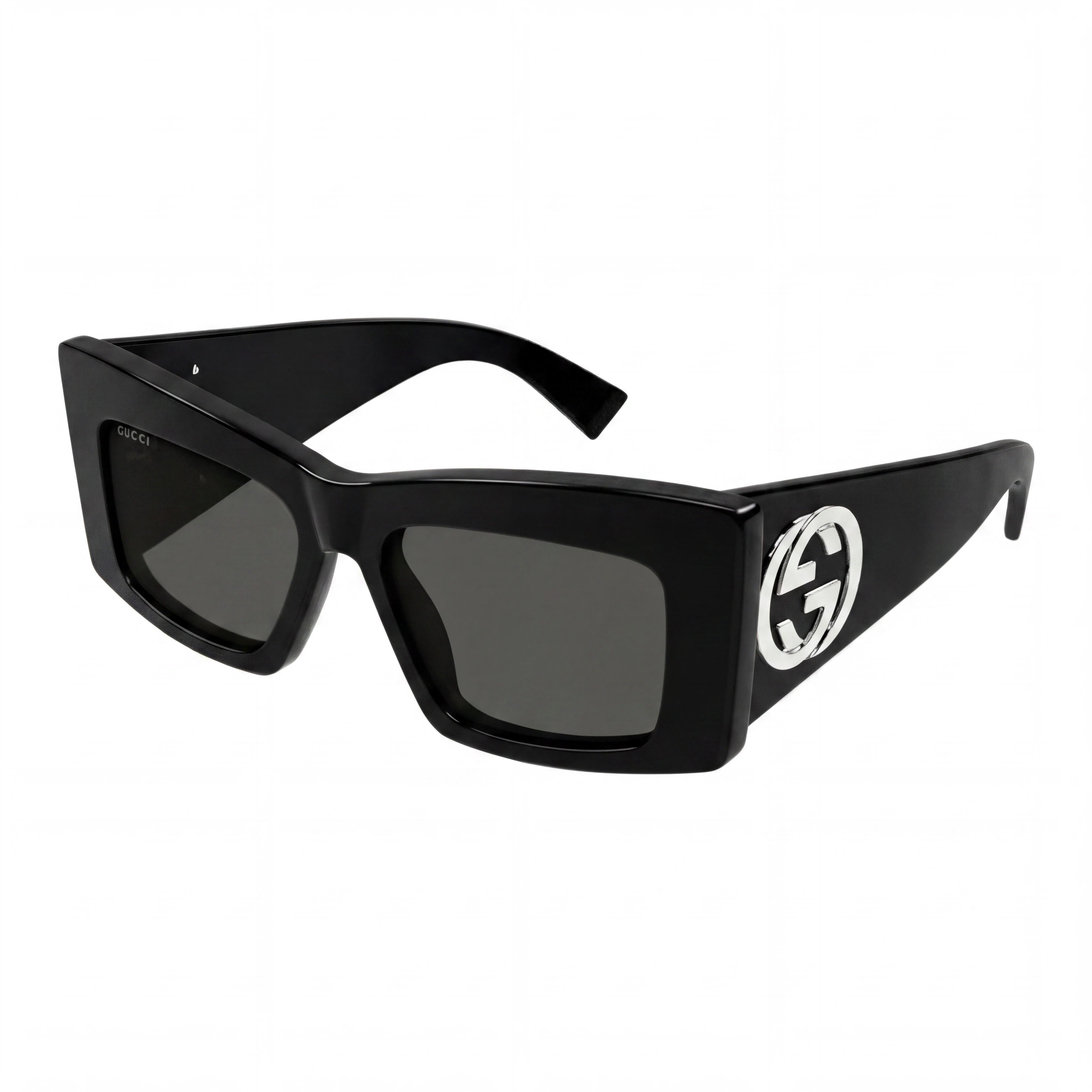 Gucci Classic Women's Black Acetate Frame Oversized Sunglasses with Multicolor Lenses, UV Protection, 53mm, Photo 1