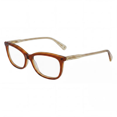 Longchamp Modern Men’s Eyewear with Alloy Steel Construction, Featuring Caramel Frame and Polycarbonate Lenses in Caramel, 54mm