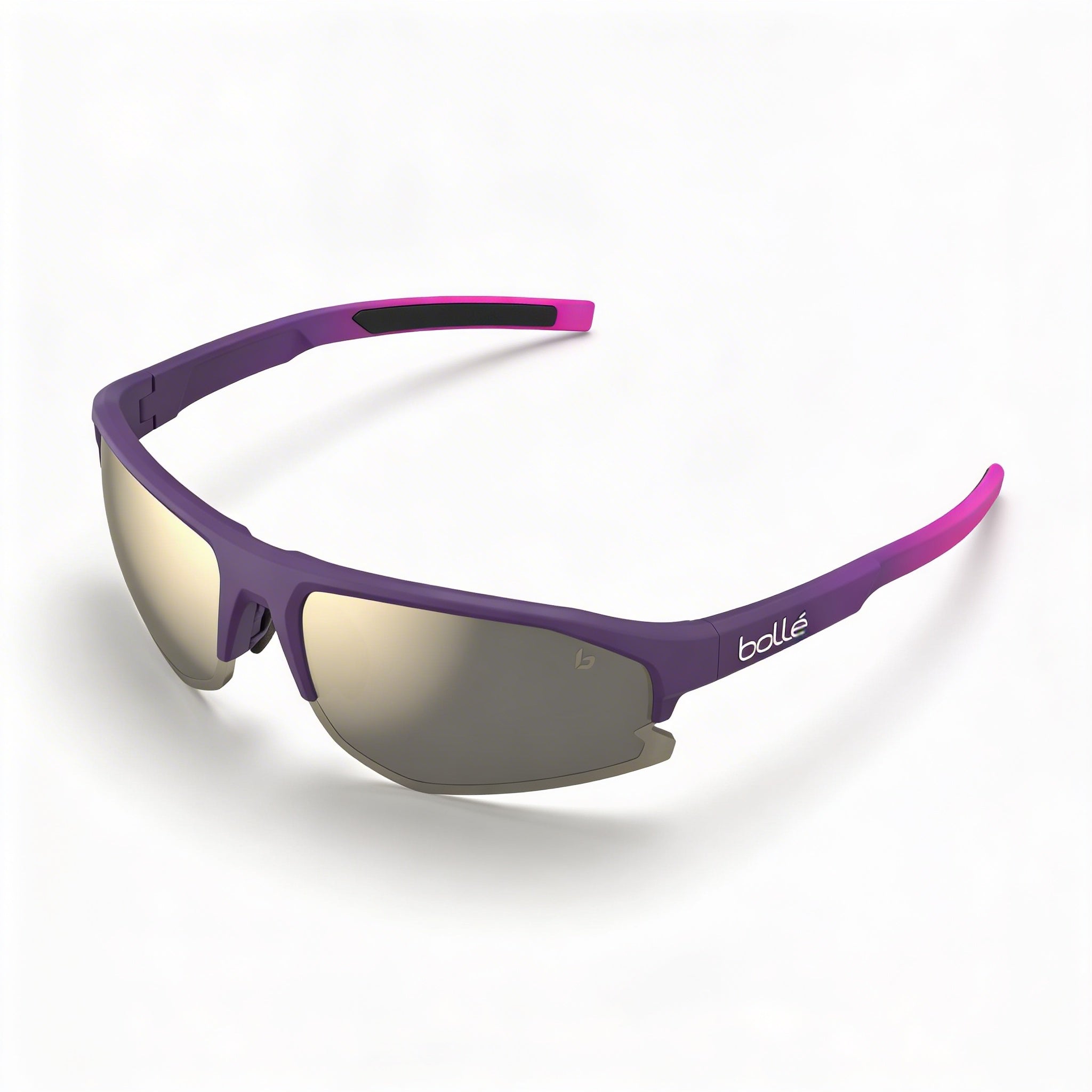 Bollé Bolt 2.0 S Creator Unisex Sunglasses, Burgundy Pink Matte Thermoplastic Frame, TNS Gold UV Lenses, 67mm, Photo 1