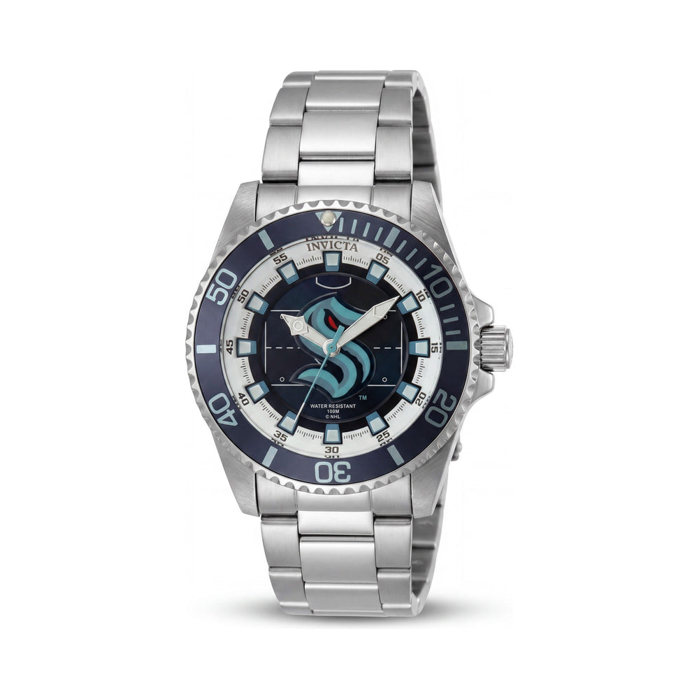 Reloj Invicta NHL IN-42212-AMZUK para mujer, de acero inoxidable plateado y esfera azul, 38 mm
