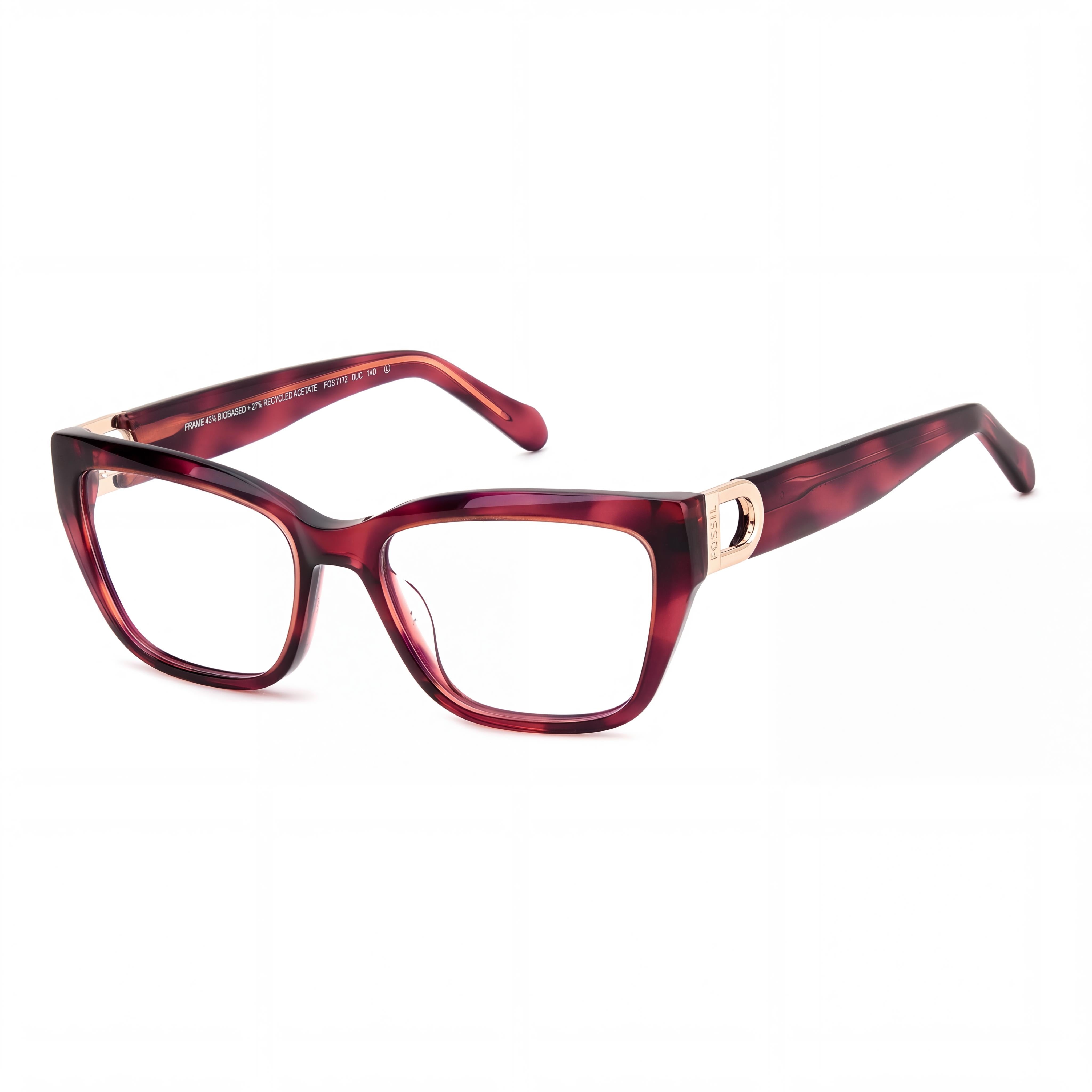 Gafas Fossil Fos 7172 de mujer ECO ACETATE Habana Roja con lentes de policarbonato multicolor no polarizadas de 54 mm, Photo 1