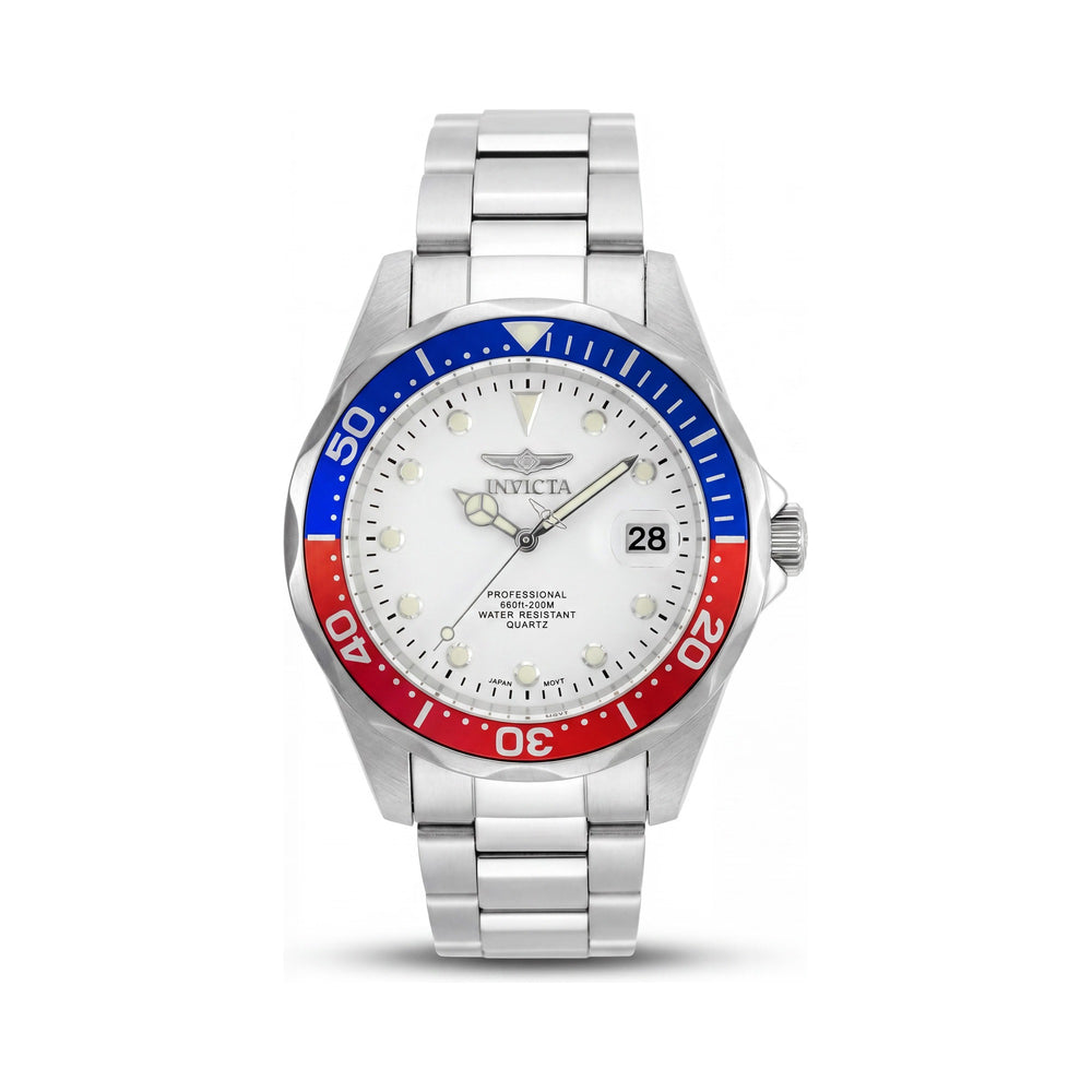 Invicta 17047 Pro Diver Unisex Diver Watch, Stainless Steel, White Dial, Luminous, Water Resistant 200m, 38mm