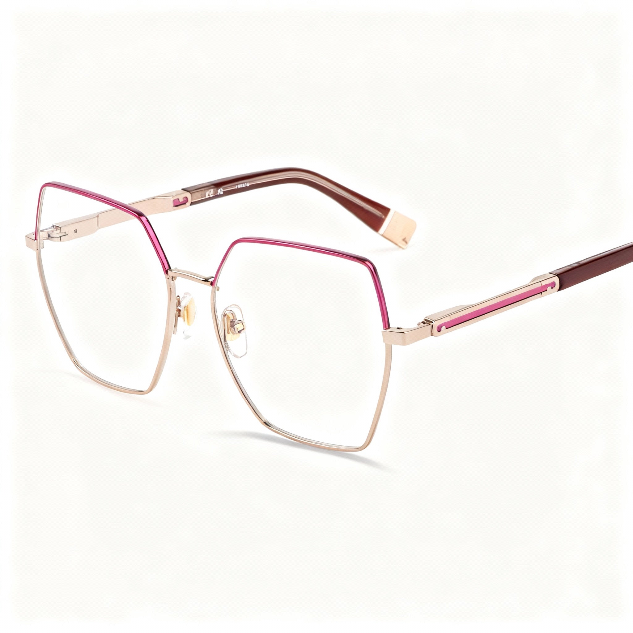 Furla Casual Women's Metal Frame with Non-Polarized Plastic Lenses, Oro Rosso Fuxia Eyeglasses, 55-15-135