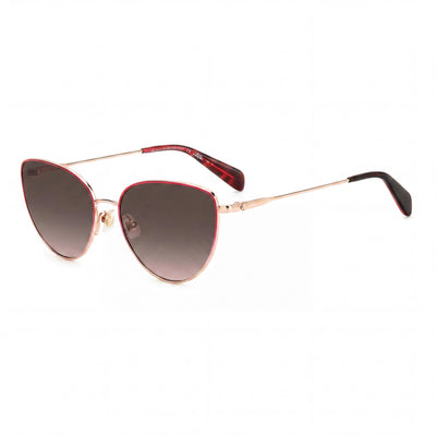 kate spade new york Hailey/G/S Cat Eye Gafas de sol para mujer de acero inoxidable chapado en oro rosa con protección UV, 55 mm
