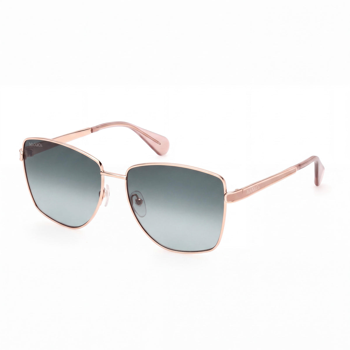 Max & Co. Modern Women's Metal Sunglasses, Shiny Pink Gold Frame, Gradient Green Lenses 57, Photo 1