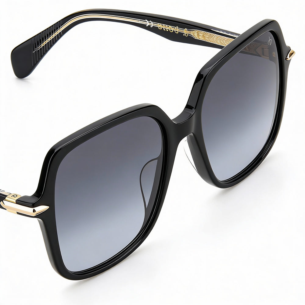 rag & bone Casual Women's Black Acetate Square Light Adaptive Dark Gray Gradient UV Protection Sunglasses 55mm