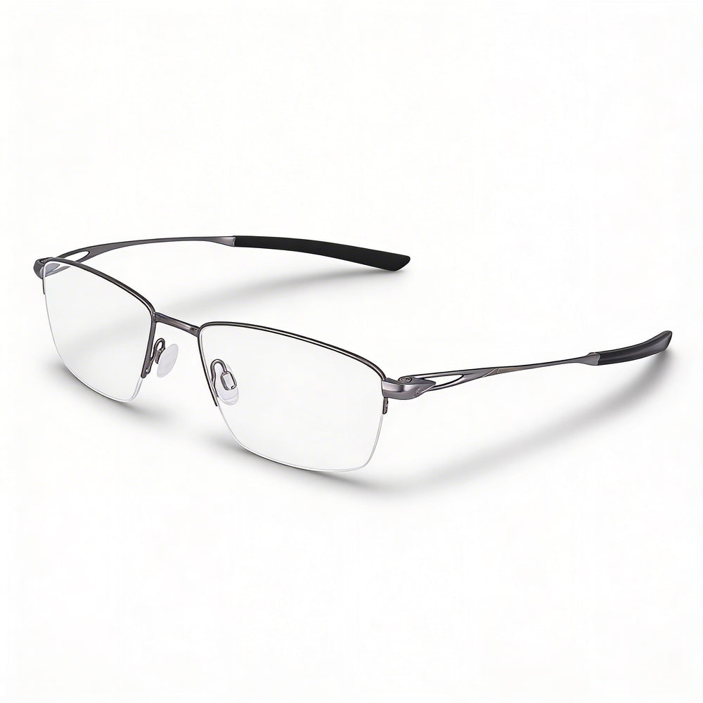 Nike 6045 Unisex Gunmetal Titanium Semi-Rim Rectangle Prescription-Ready Eyeglasses 52-18-140