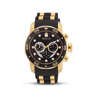 Invicta Men's Diver Chronograph Luminous Gold-Plated Stainless Steel 48mm Watch, Black Dial