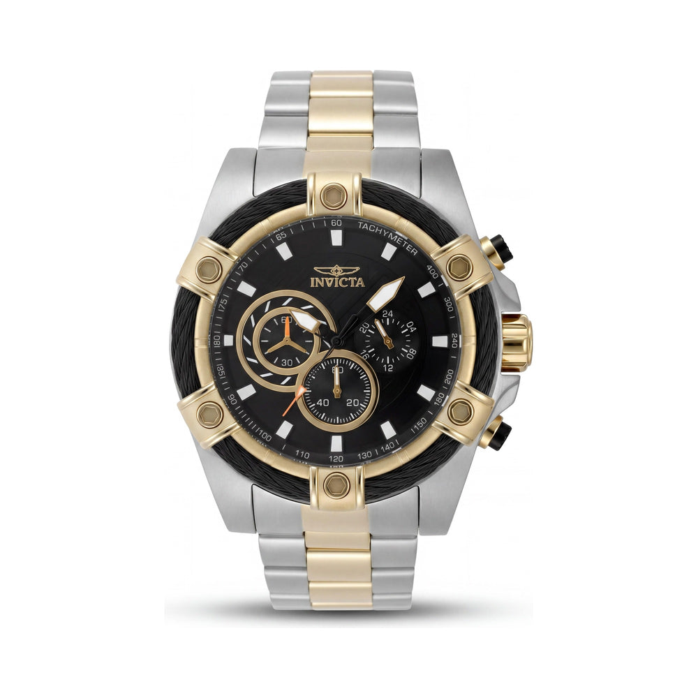 Invicta Bolt 48868 Reloj cronógrafo para hombre de acero inoxidable con esfera negra resistente al agua, 52 mm