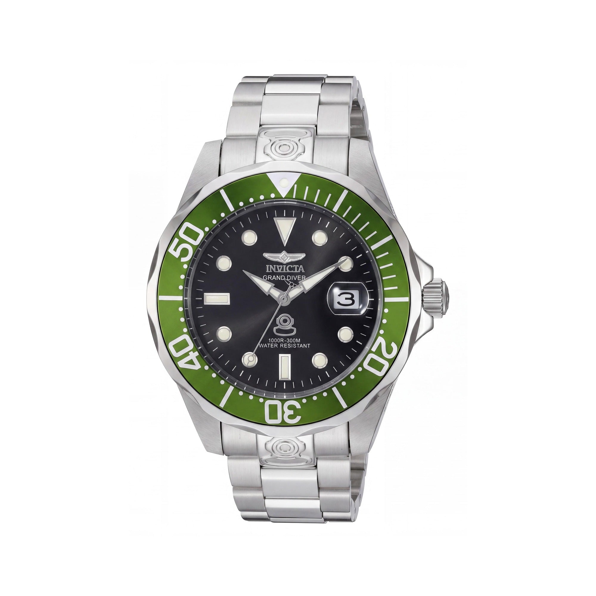 Invicta 3047 Pro Diver Reloj Automático Unisex de Acero Inoxidable, Bisel Verde Plateado, Brilla en la Oscuridad, 47 mm, Photo 1