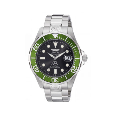 Invicta 3047 Pro Diver Reloj Automático Unisex de Acero Inoxidable, Bisel Verde Plateado, Brilla en la Oscuridad, 47 mm