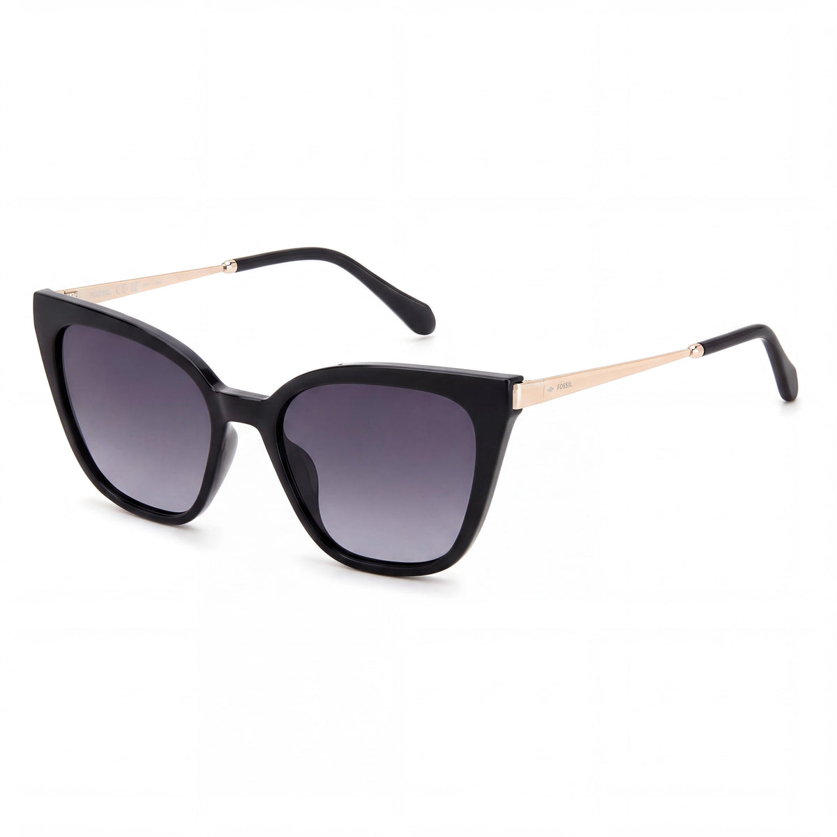 Fossil Women's Contemporary FOS 2131/S Black Grey Plastic Sunglasses with Dark Grey Shaded Non-Polarized UV Protection Lenses 50mm, Photo 1