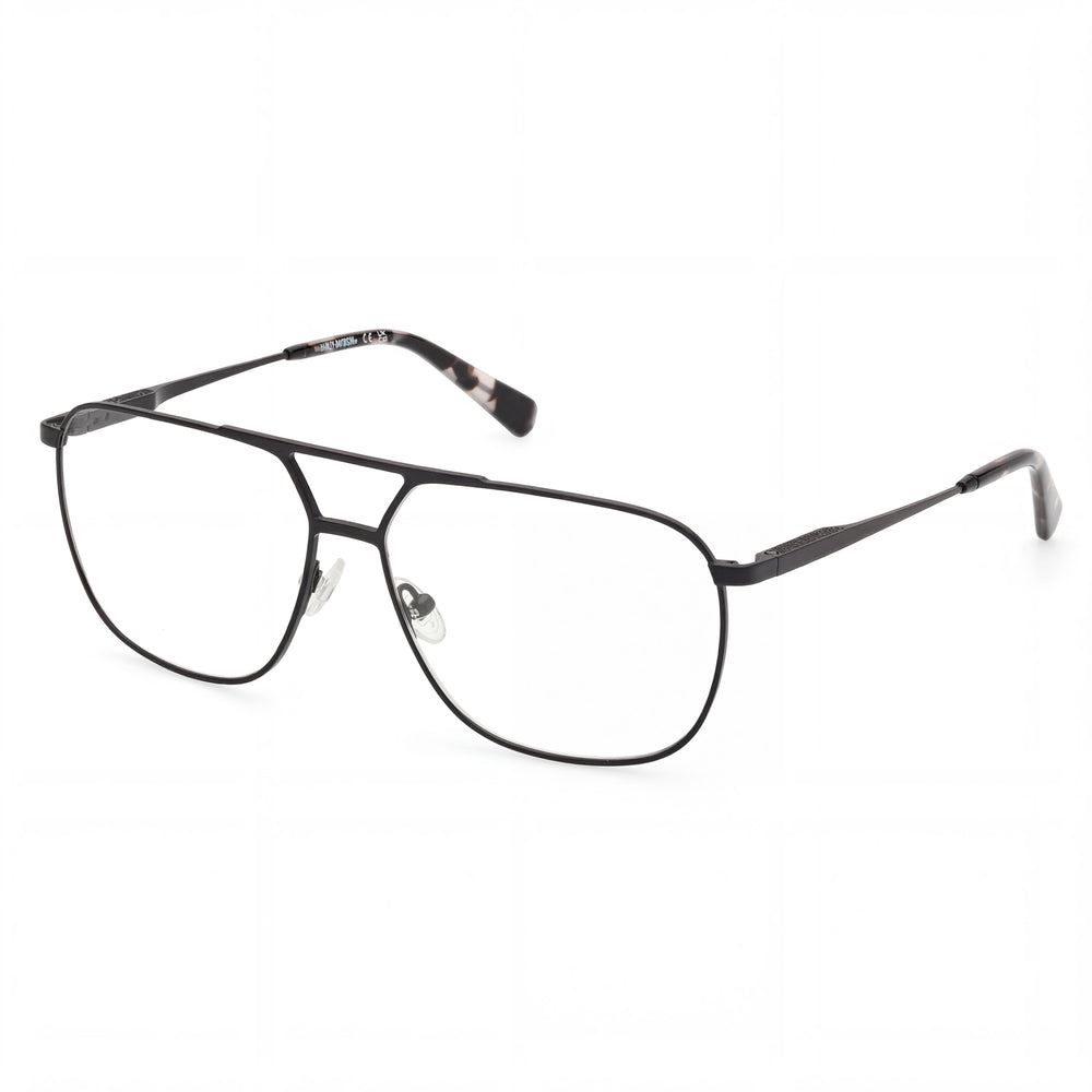Harley-Davidson Hd50104 Unisex Titanium Eyewear, Matte Black, Light Green, Havana, Size 60-14-145