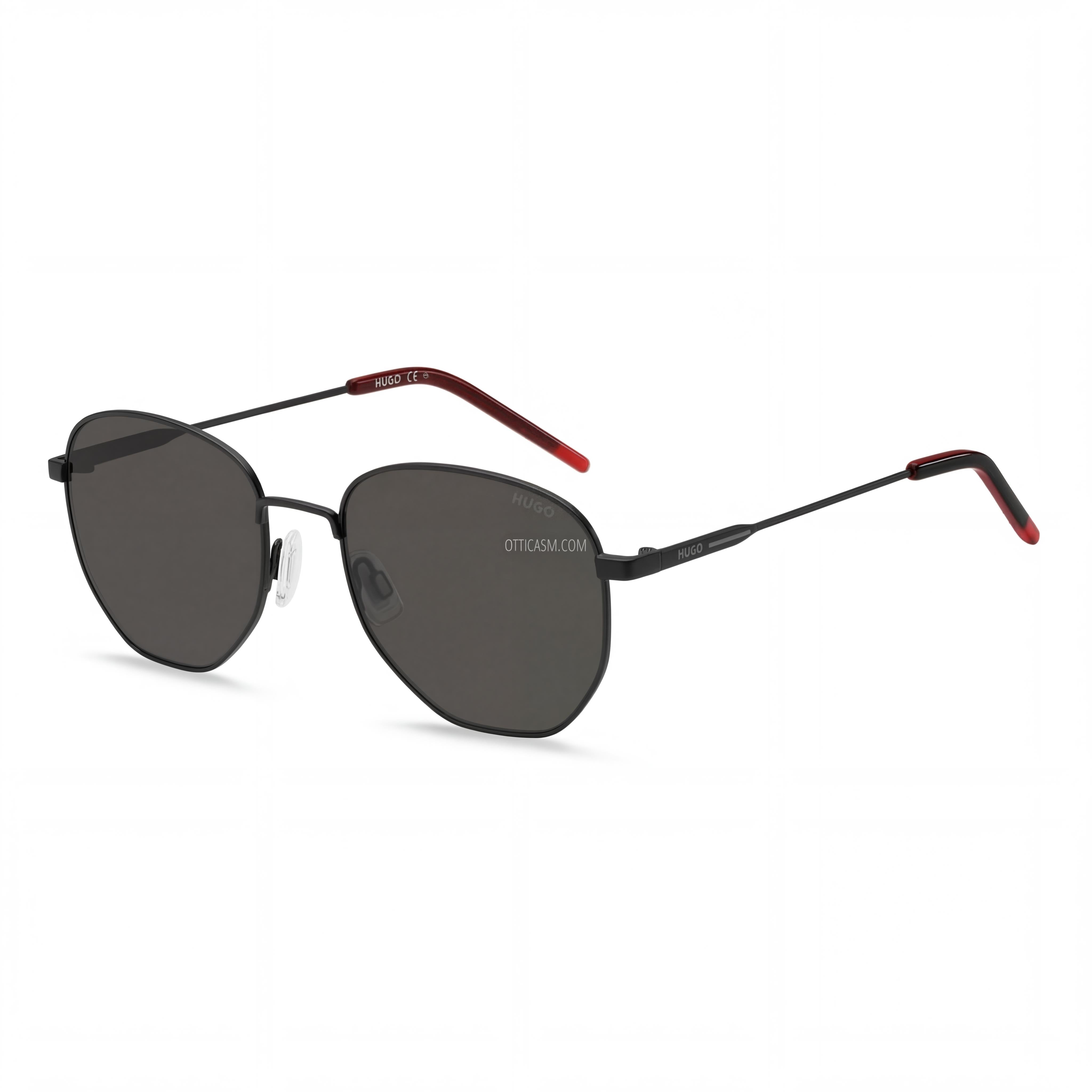 HUGO Modern Men's Metal Frame Matt Black UV Protected Non-Polarized Polycarbonate Lenses Sunglasses 55mm, Photo 1