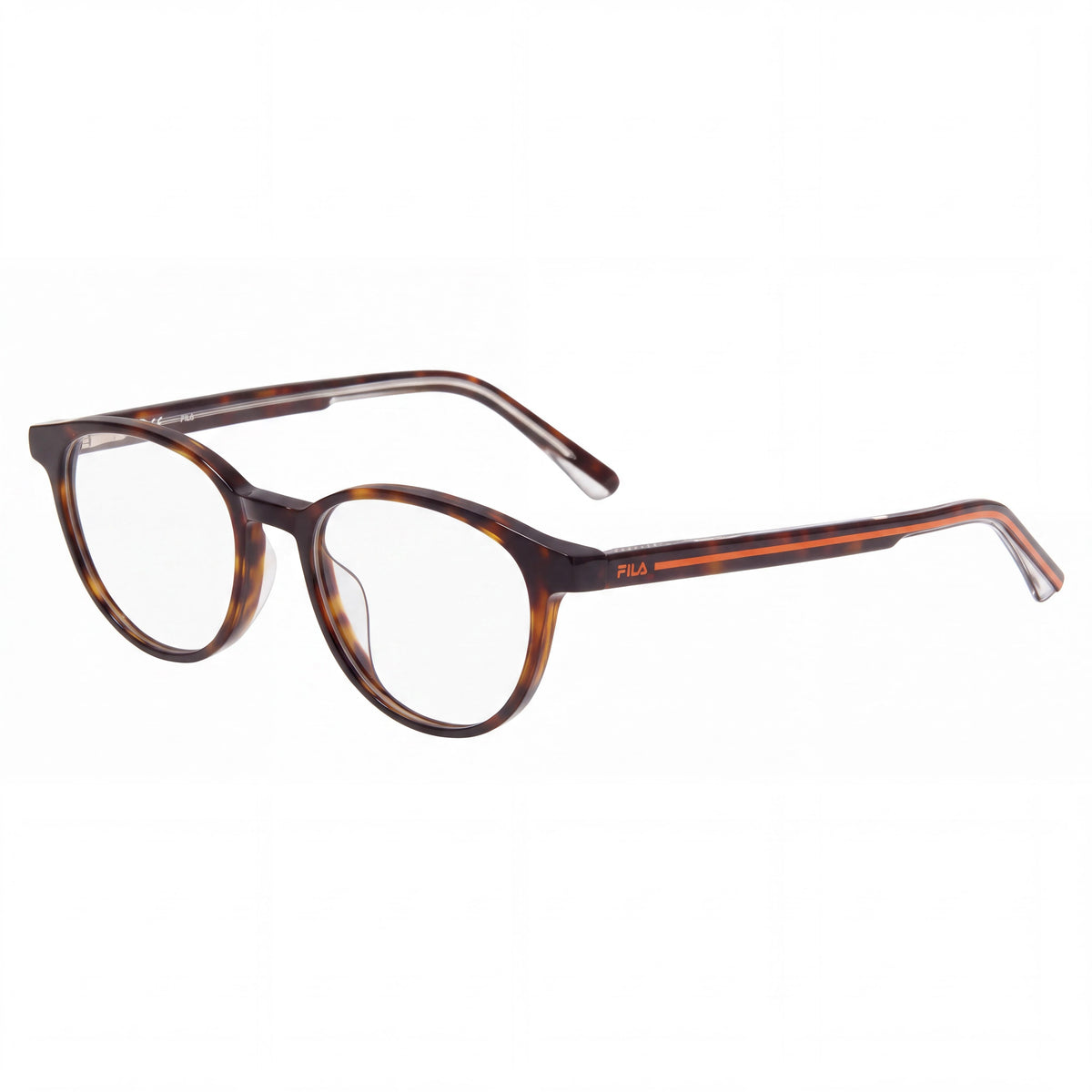 Gafas Fila Vf9322 unisex de pasta color habano, forma ovalada, aro completo, lentes transparentes sin graduación, con lente de 50 mm y patilla de 140 mm, Photo 1