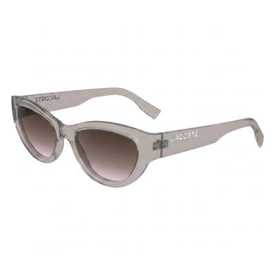 Gafas de sol Lacoste L6013s de acero inoxidable para hombre, montura gris metalizada, lentes con protección UV en tono nude marrón degradado, 54 mm
