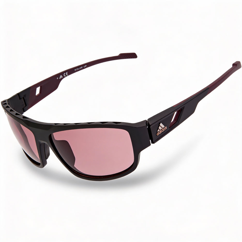 Gafas unisex adidas Sp0045 de plástico en color burdeos, negro mate, con lentes rojo burdeos no polarizadas y protección UV (61-15-130)
