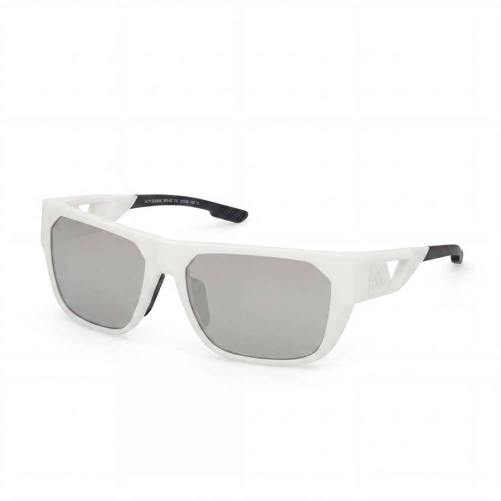 Adidas Comtemporary Matte White Plastic Frame smoke mirror lenses Unisex UV Protection Sunglasses 57mm