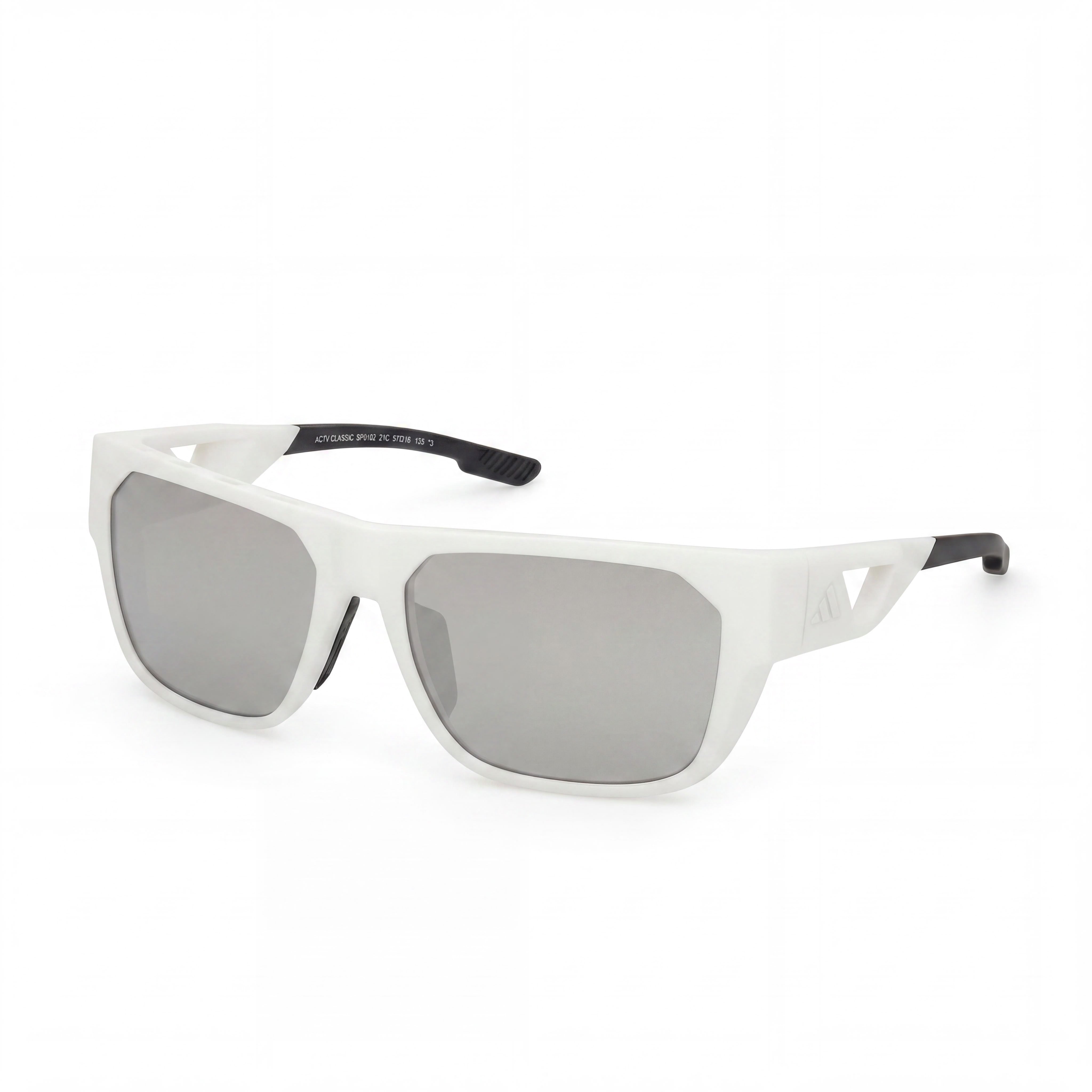 Gafas de sol Adidas contemporáneas, armazón de plástico blanco mate, lentes de espejo ahumado, unisex, protección UV, 57 mm, Photo 1