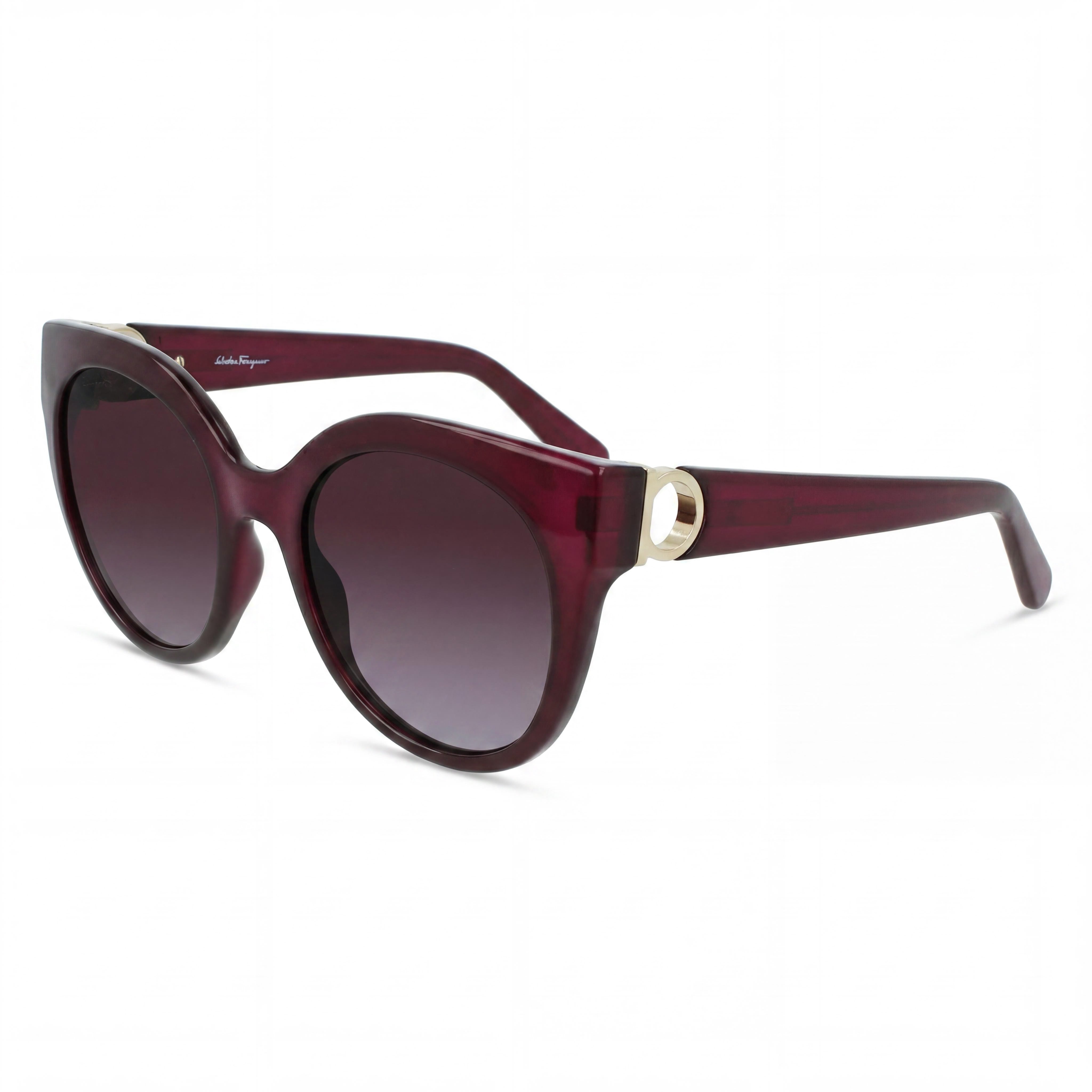 Salvatore Ferragamo Gafas de sol de mujer tipo ojo de gato Cristal púrpura Armazón de plástico Morado degradado No polarizadas Protección UV 53 mm, Photo 1