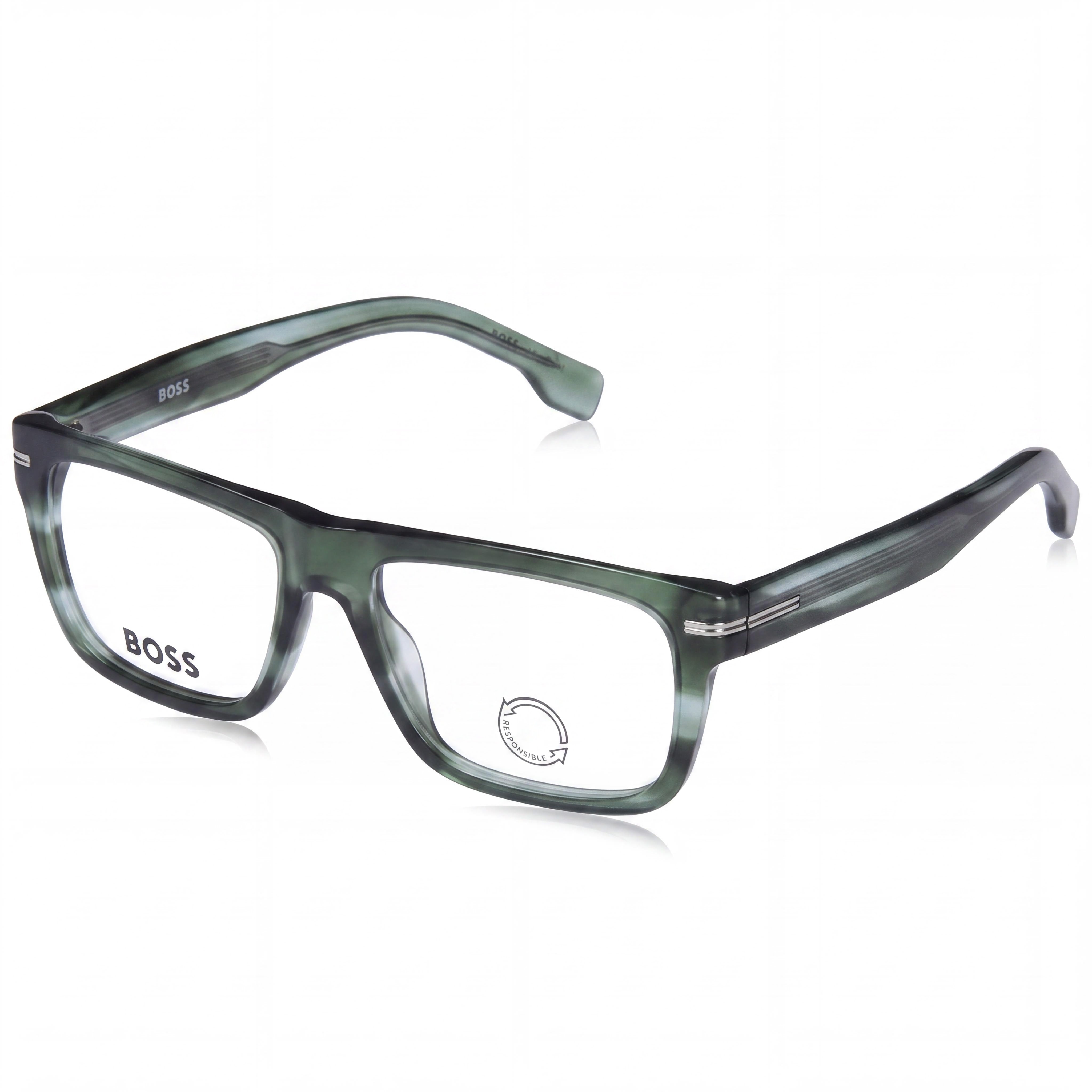 Hugo Boss Boss 1503 Unisex Green Horn Acetate Sunglasses with Non-Polarized Iridium UV Protection 53mm, Photo 1