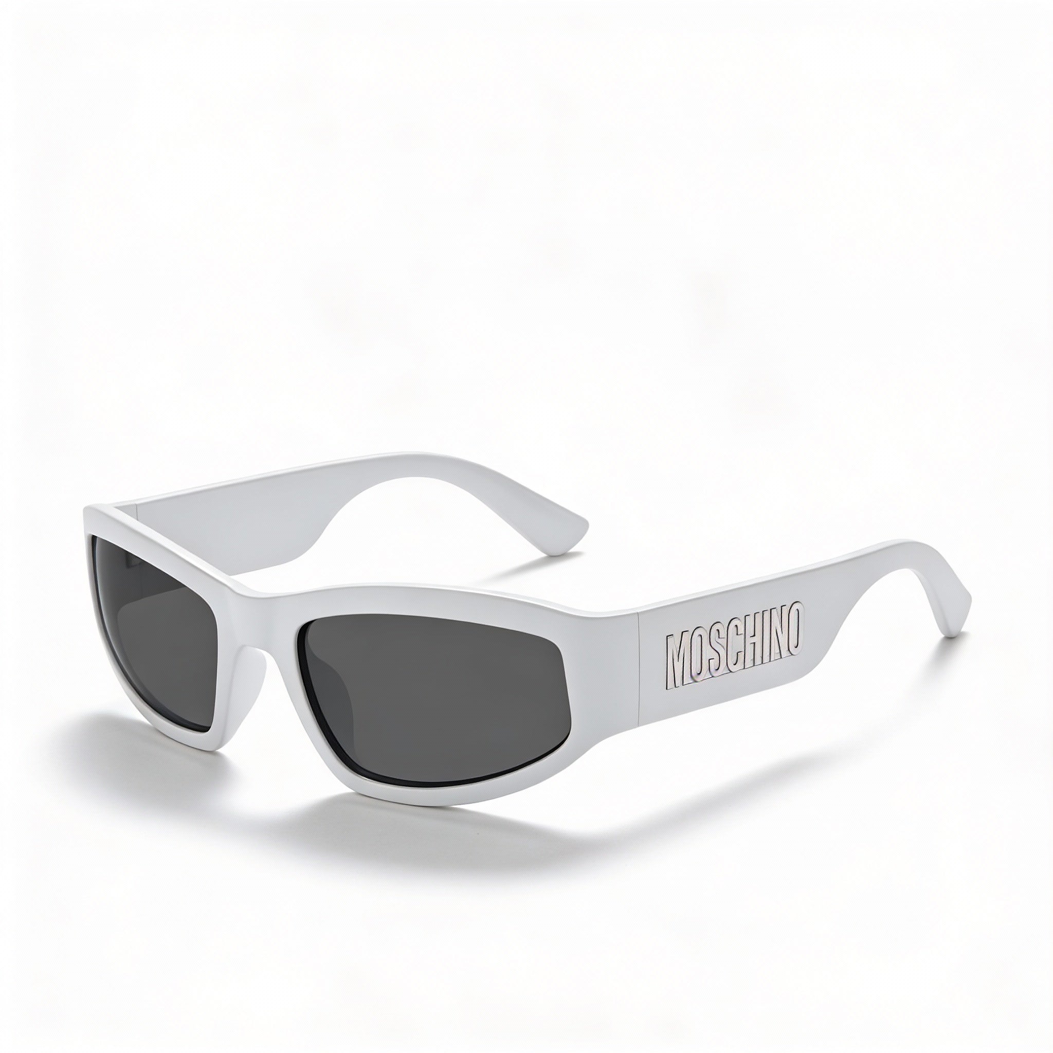 Moschino Casual Men's Polyamide Sunglasses | Matte White Frame | Grey Lenses | Size 60-21-130mm, Photo 1