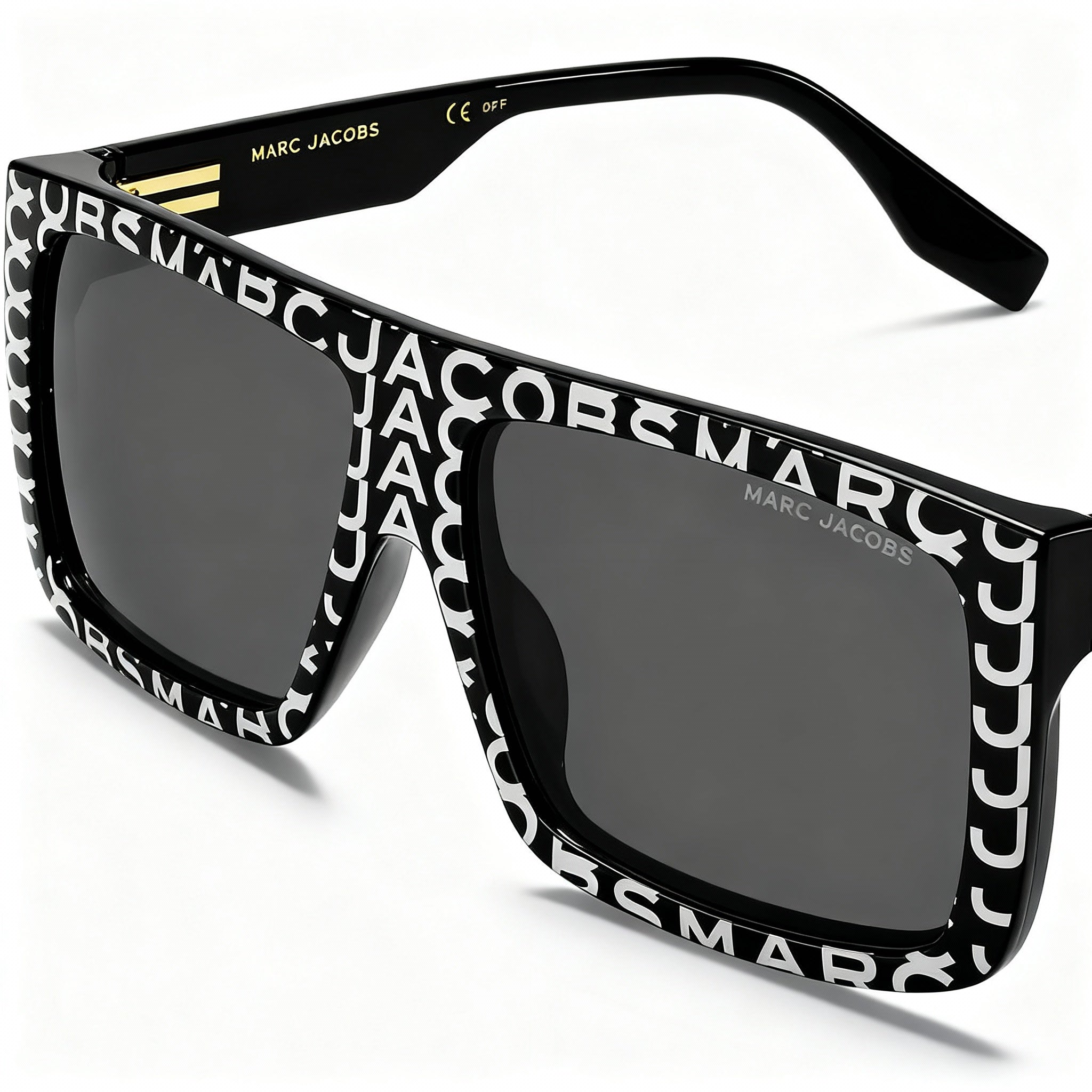 Marc Jacobs Marc 672/cs Unisex Casual Acetate Eyeglasses with Grey Clip-on, Black Frame, Patterned Black White Lenses, 58mm, Photo 1