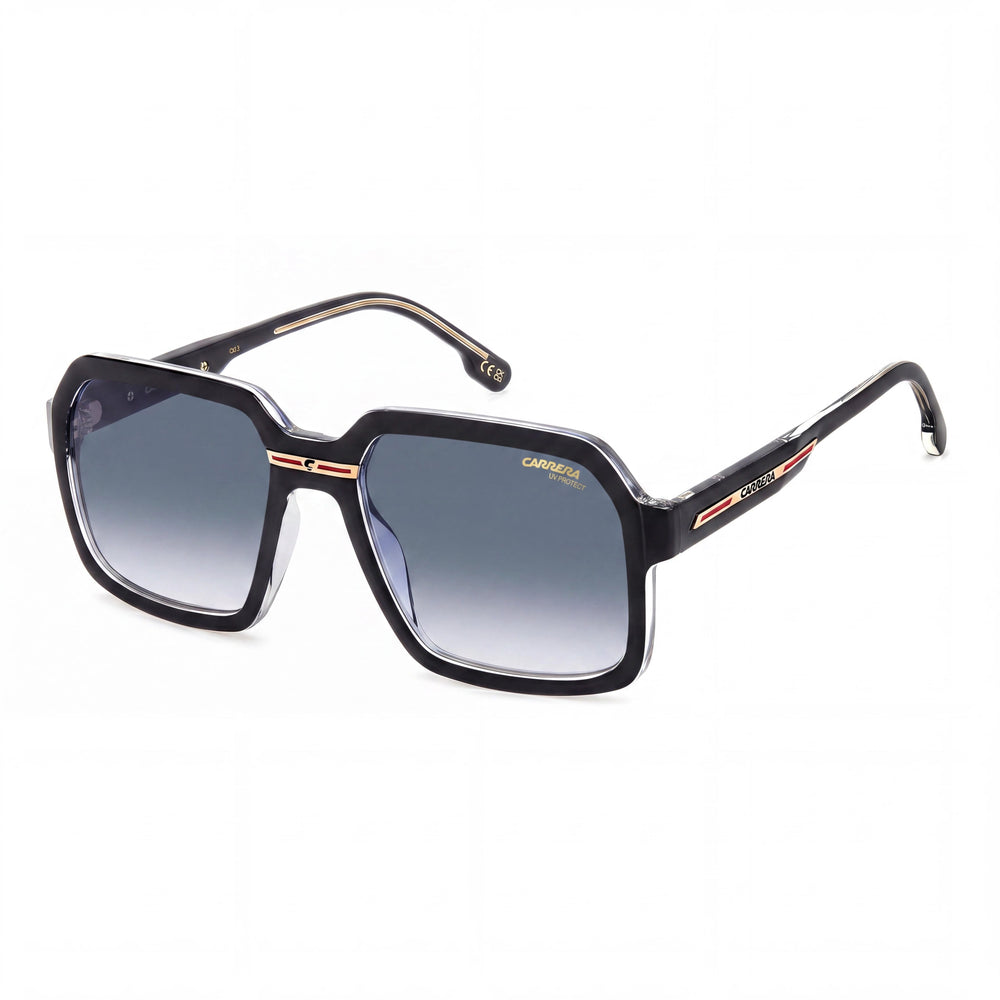 Carrera Women's Victory C 08/S Square Black Crystal Polyamide Dark Blue Shaded 56mm Sunglasses