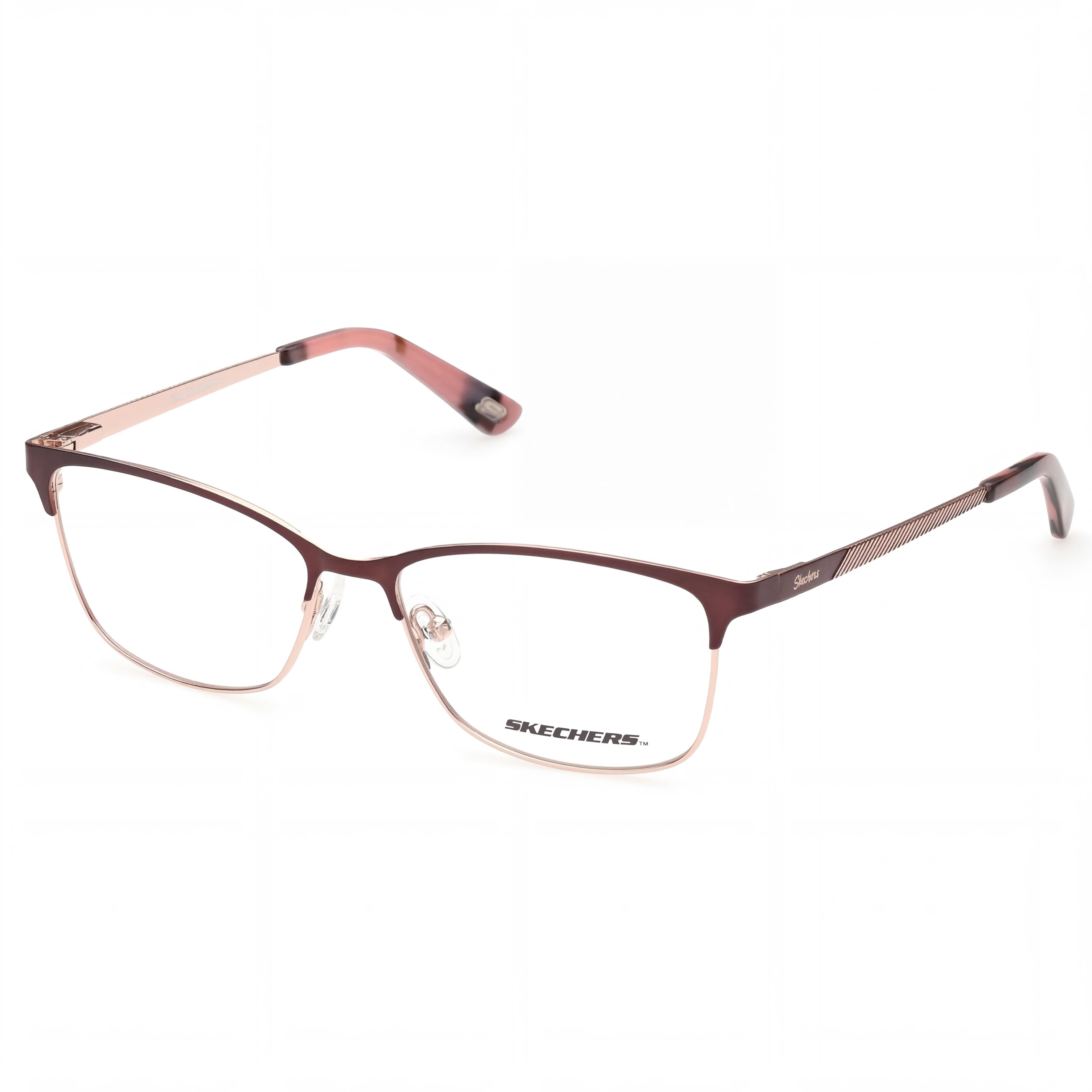Skechers Se2156 Unisex Metal Frame Shiny Dark Brown, Clear Lenses 54-15-140, Photo 1